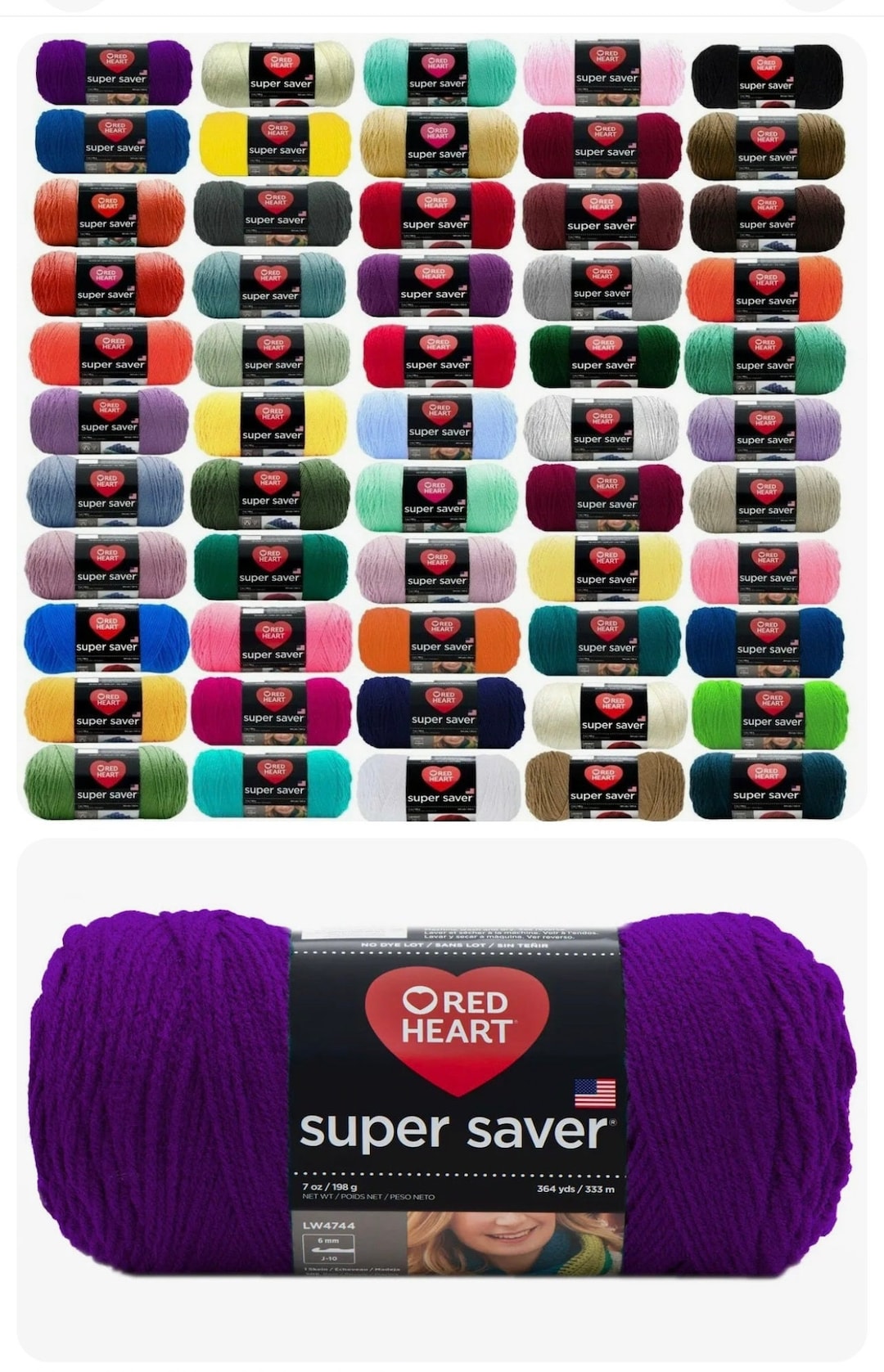 Fil à Tricoter Red Heart Super Saver - Couleur Royal - 7 Oz (2 Pelotes Disponibles)