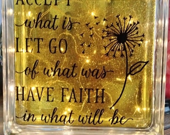 Just Have Faith Lighted Glass Block