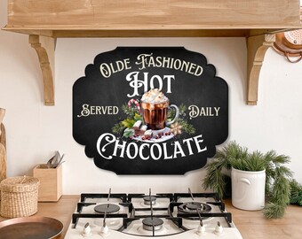 Victorian Hot Chocolate Bar Sign, Watercolor Illustrations (Editable PDF)