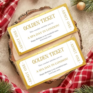 Editable Golden Ticket, Last minute gift voucher, Editable Event Ticket, Print at home Birthday Voucher, Printable Gift Voucher