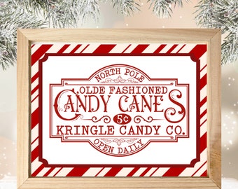 Candy Cane Kitchen Sign, Vintage Christmas Poster (Instant Download)