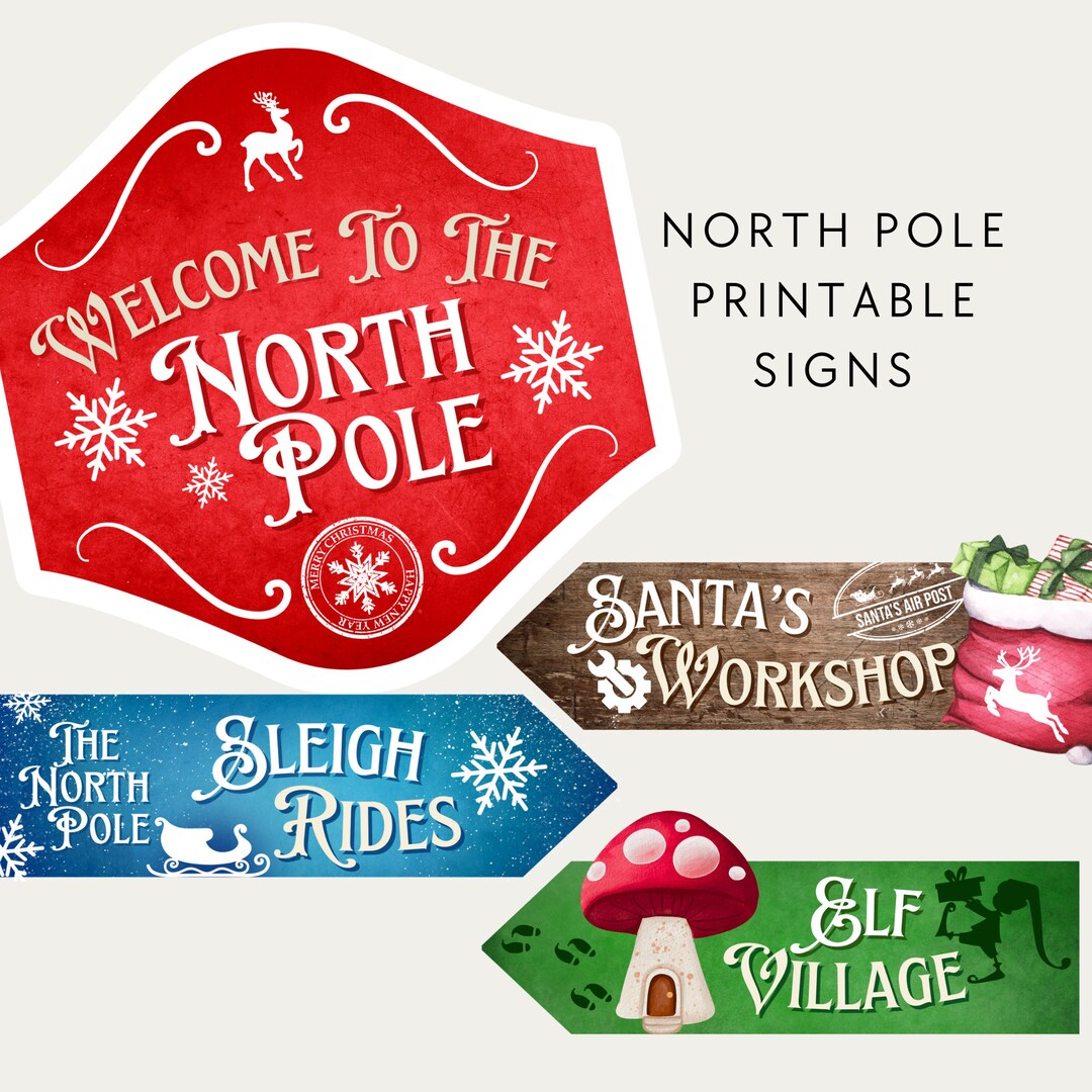 North Pole Signpost, Printable North Pole Sign, North Pole Directional
