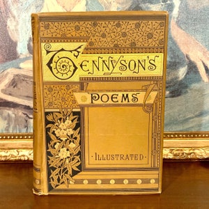 Alfred Lord Tennyson - Poetical Works (1882) - Large Antique Book with Stunning Illustrations and Engravings