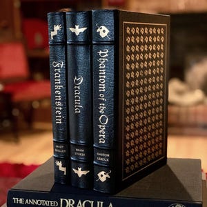 Bram Stokers Dracula, Frankenstein, The Phantom of the Opera - Easton Press Leather Bound Books - Illustrated Vintage Horror Collection
