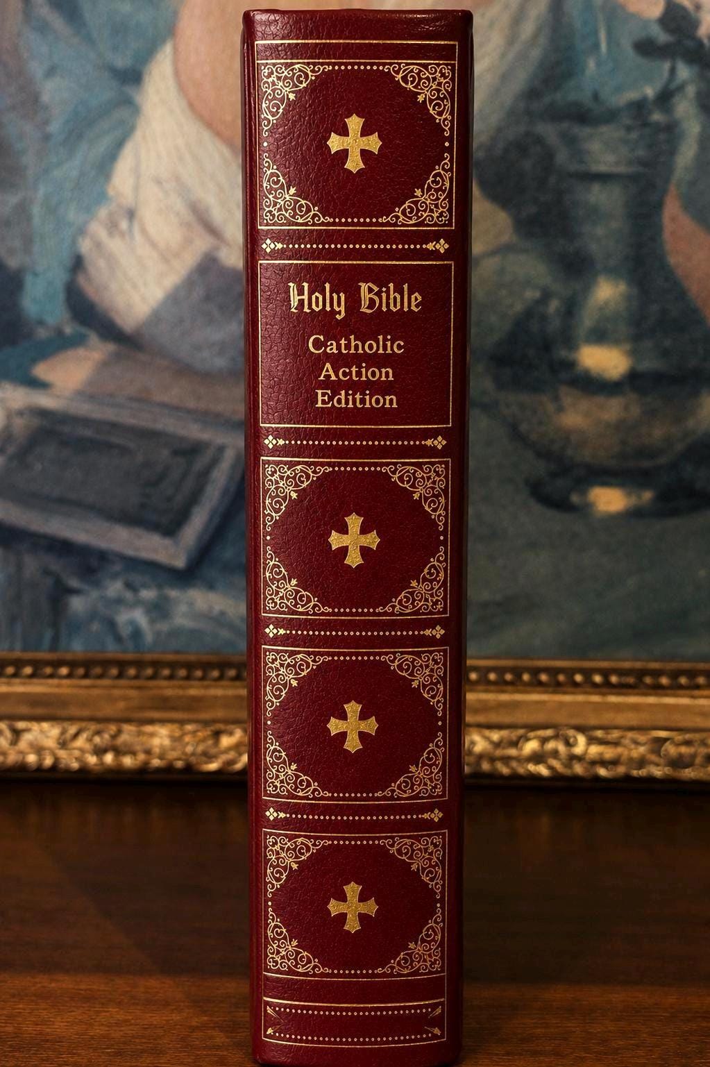 1960 Holy Bible Catholic Action Edition – Vintage Red Leather