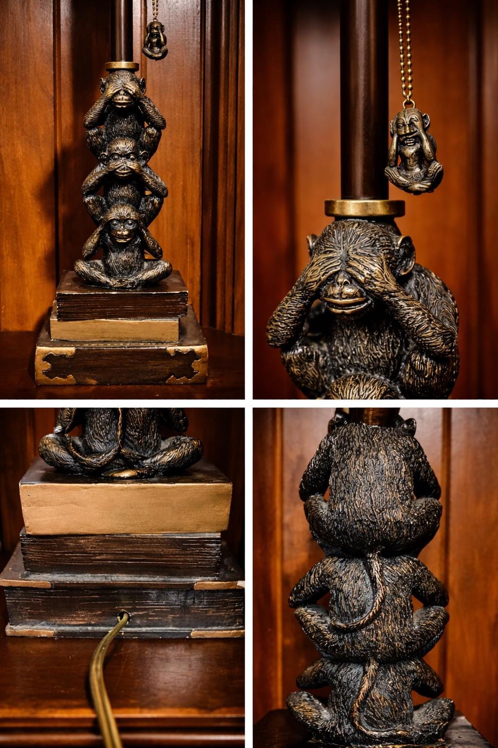 Three Monkey Table Vintage Three Wise Monkeys Table Lamp Base – See Hear Speak No Evil ...