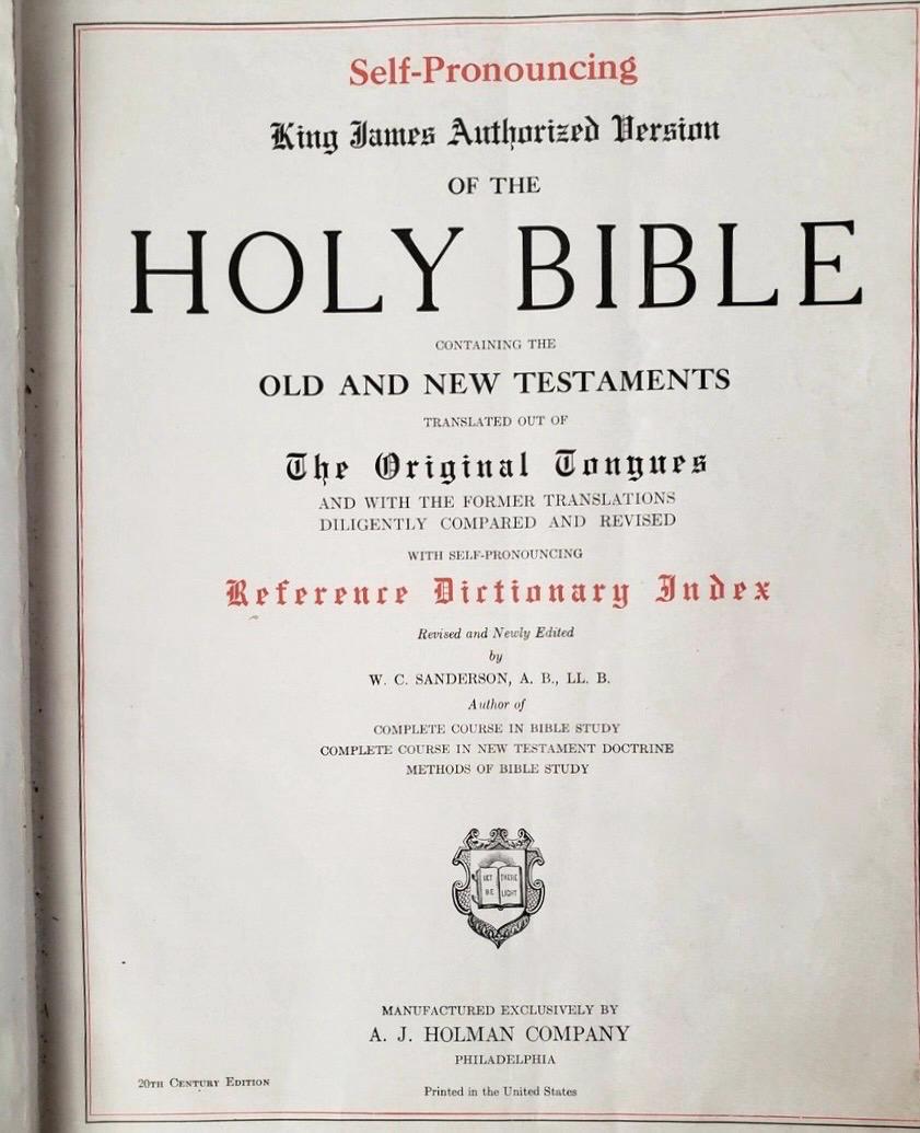 1949年 フリーメーソン聖書：欽定訳聖書、革装本（イラスト入り