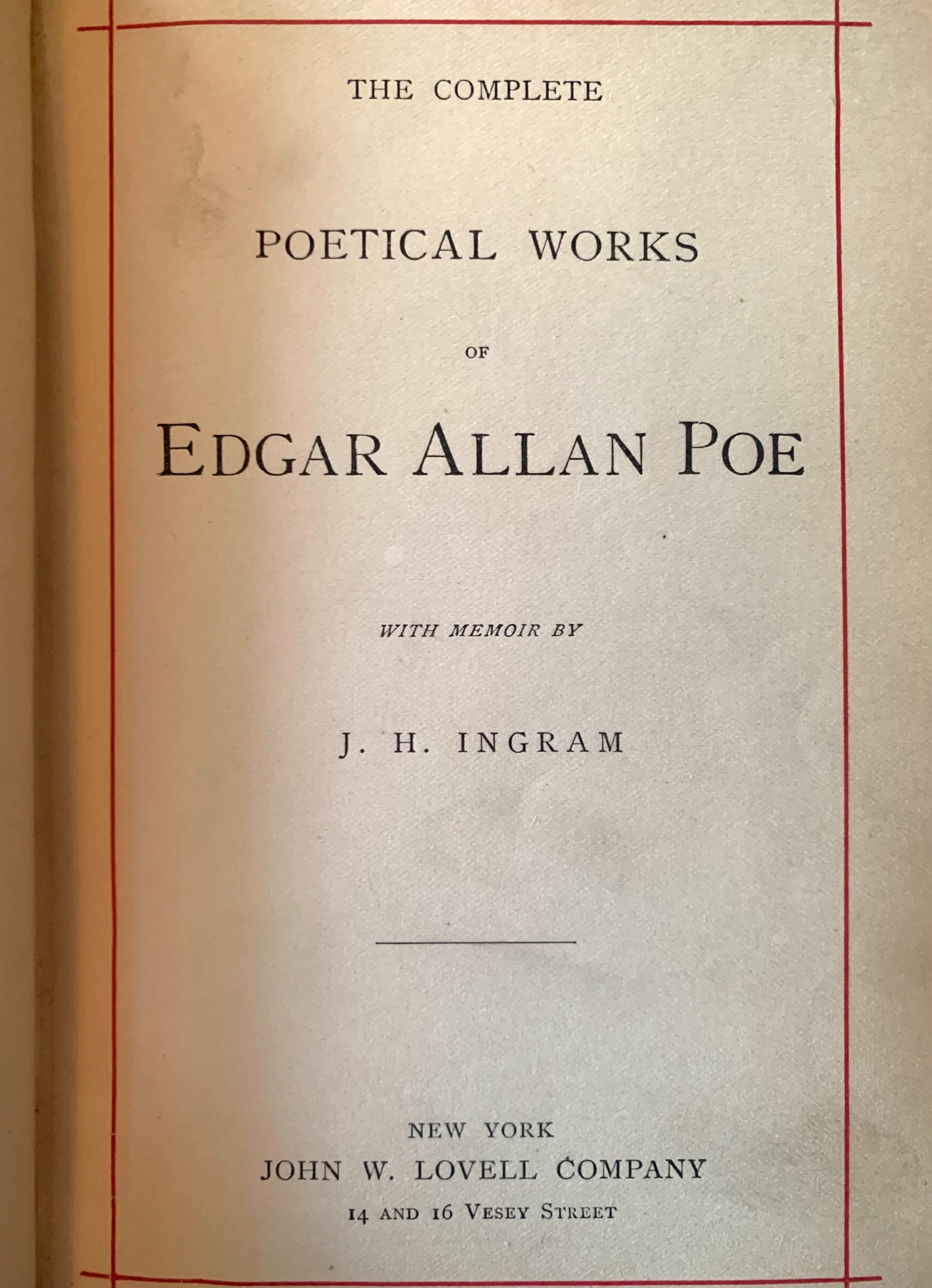 アート・デザイン・音楽 The Poetical Works of Edgar Allan Poe The POETICAL WORKS Of EDGAR ALLAN POE / 1st Edition 1868 | eBay