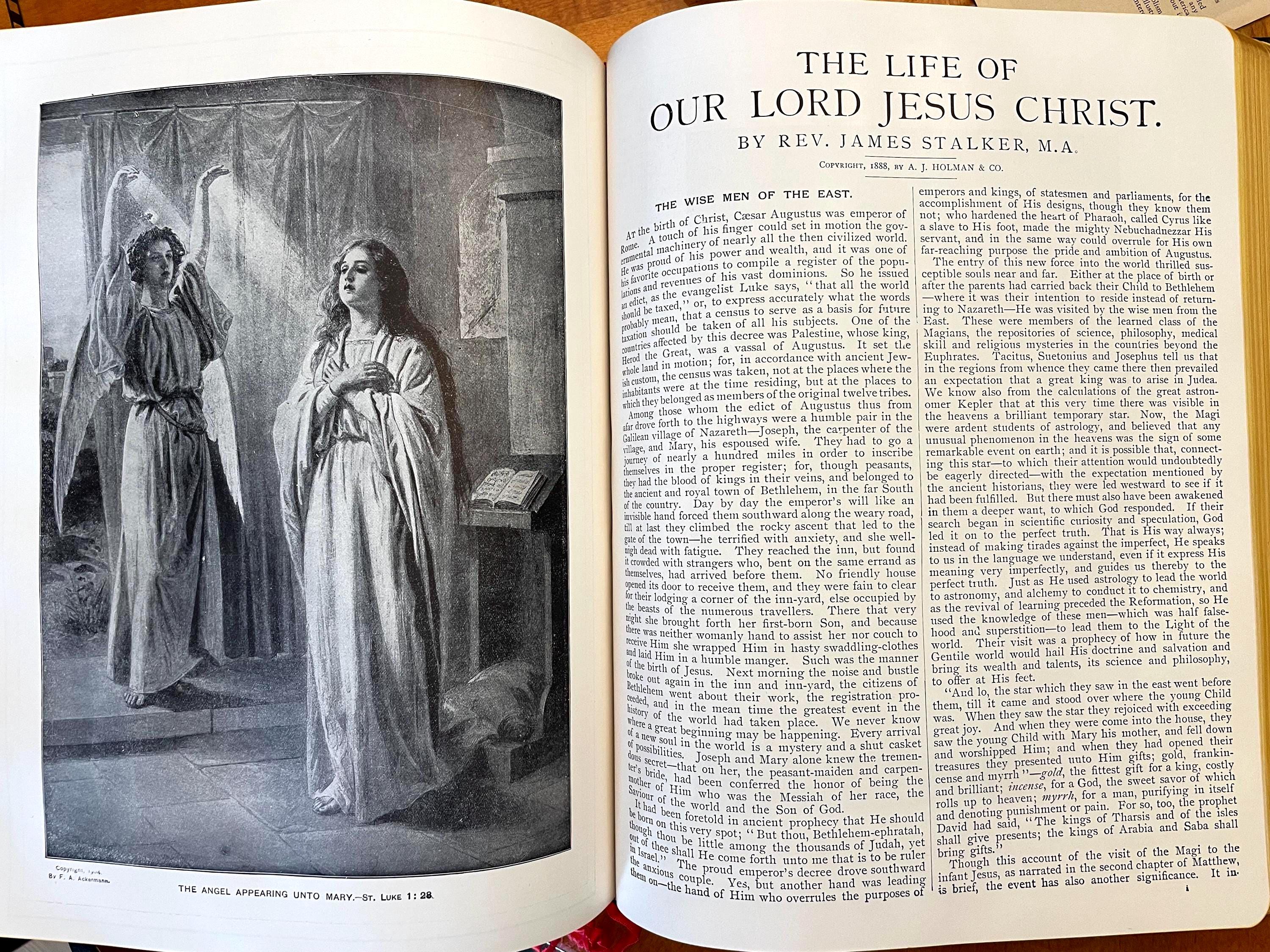 聖書　フリーメーソン 古書 1949年 フリーメーソン聖書：欽定訳聖書、革装本（イラスト入り