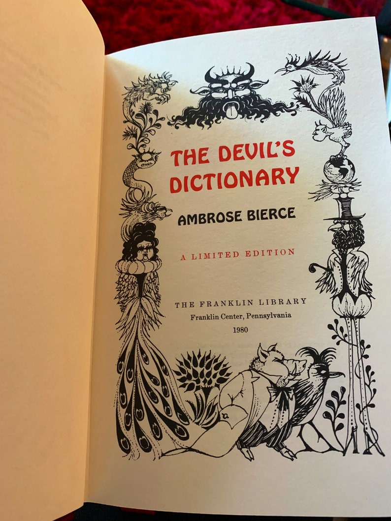 The Devils Dictionary Ambrose Bierce 1980 Limited Edition Illustrated Leather Bound Book image 2
