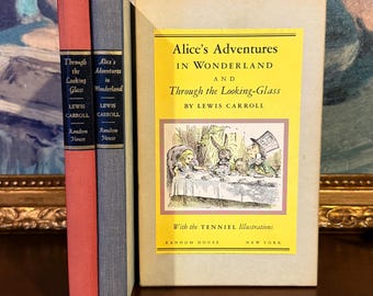 Alice in Wonderland & Through the Looking Glass – Lewis Carroll (1946) – Illustrated Two-Volume Vintage Set