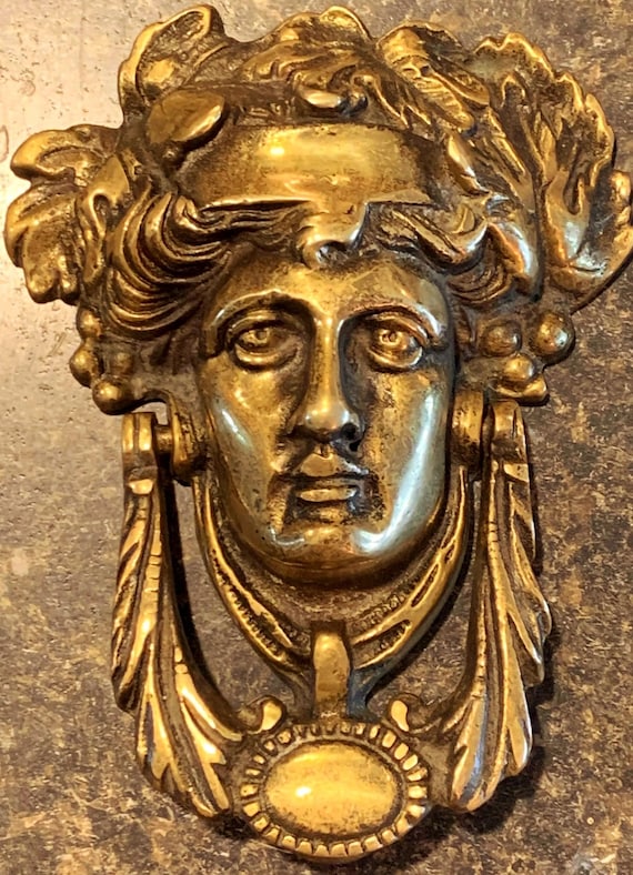 Victorian Antique Door Knocker Featuring Greek Goddess Athena