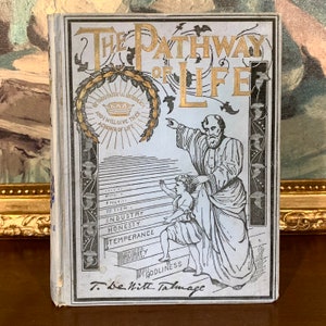 Il sentiero della vita (1888) – Libro religioso antico da collezione con illustrazioni e incisioni bibliche