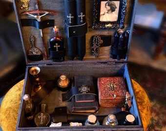 Vampire Hunting Kit - 19th Century Gothic Horror Replica Filled with Victorian Antiques for Vampire Killers - Perfect Oddities Home Decor