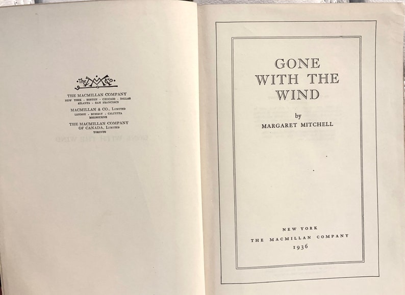 First Edition Gone With The Wind by Margaret Mitchell 1936 Classic Literature Bestseller and Iconic Historical Romance Novel 画像 7