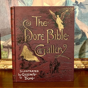 Gustave Dore Bibelgalerie (1880) - Großes antikes Buch mit gotisch-religiösen Abbildungen