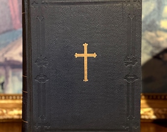 Manual da Santa Igreja Católica (1906) – Livro antigo em couro com ilustrações e gravuras religiosas