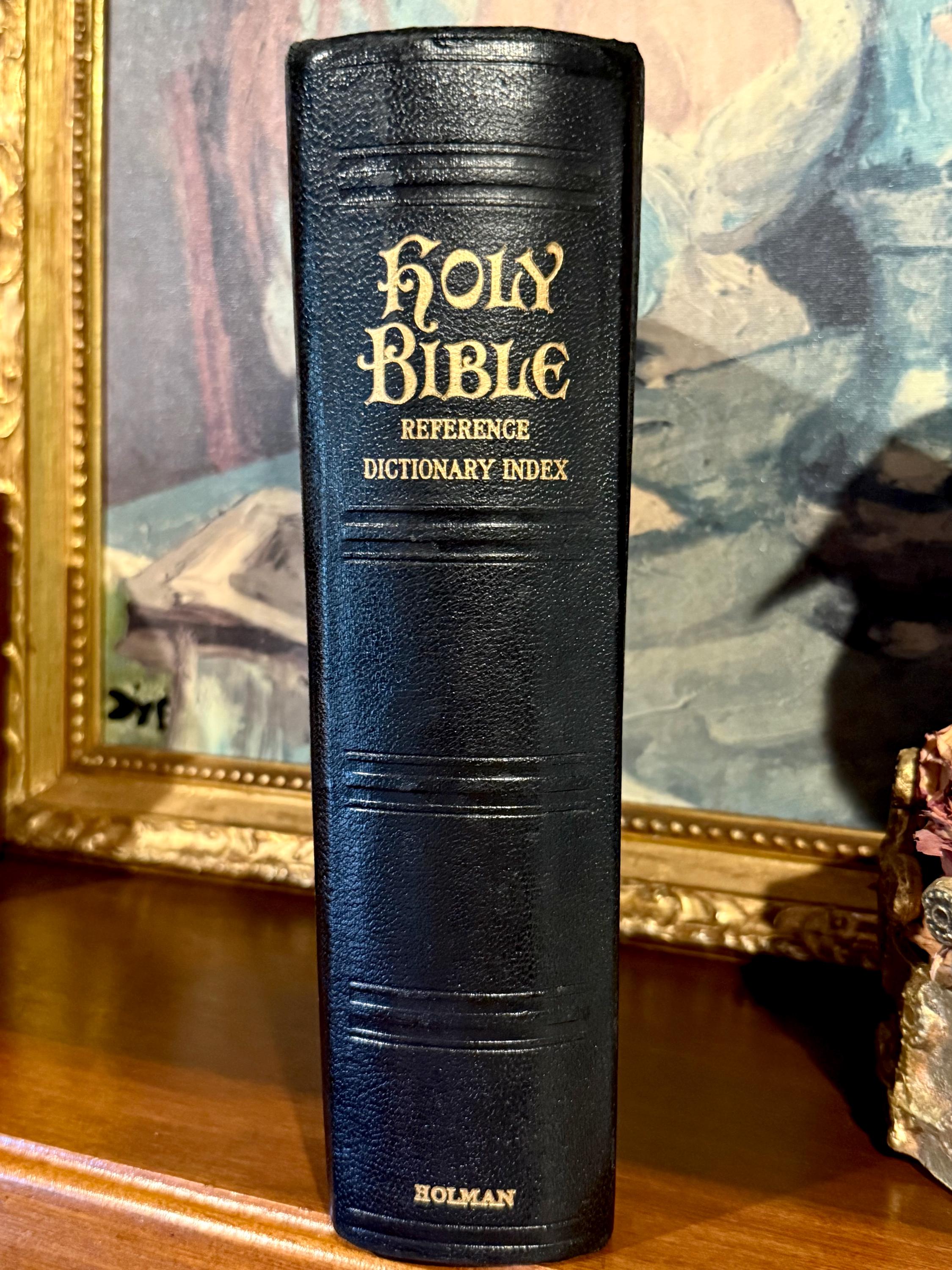 聖書　フリーメーソン 古書 1949年 フリーメーソン聖書：欽定訳聖書、革装本（イラスト入り