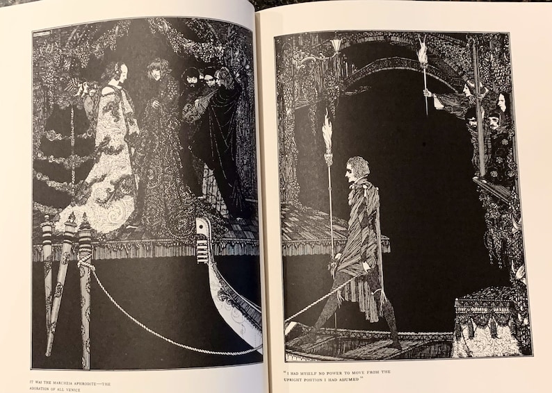 Vintage black and white engraving illustration from Edgar Allan Poe Tales of Mystery and Imagination.