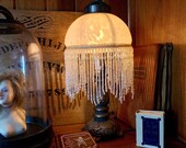 Victorian Boudoir Lamp White Slag Frosted Glass Dome Light Shade Baroque Decor.