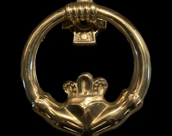 Vintage Brass Irish Claddagh Door Knocker: Home Decor