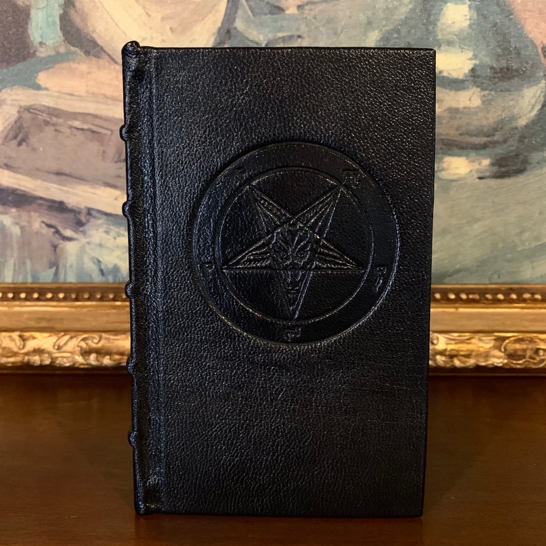 The Satanic Bible Anton LaVey Goatskin Leather Bound Book Occult And Satanism. image 7