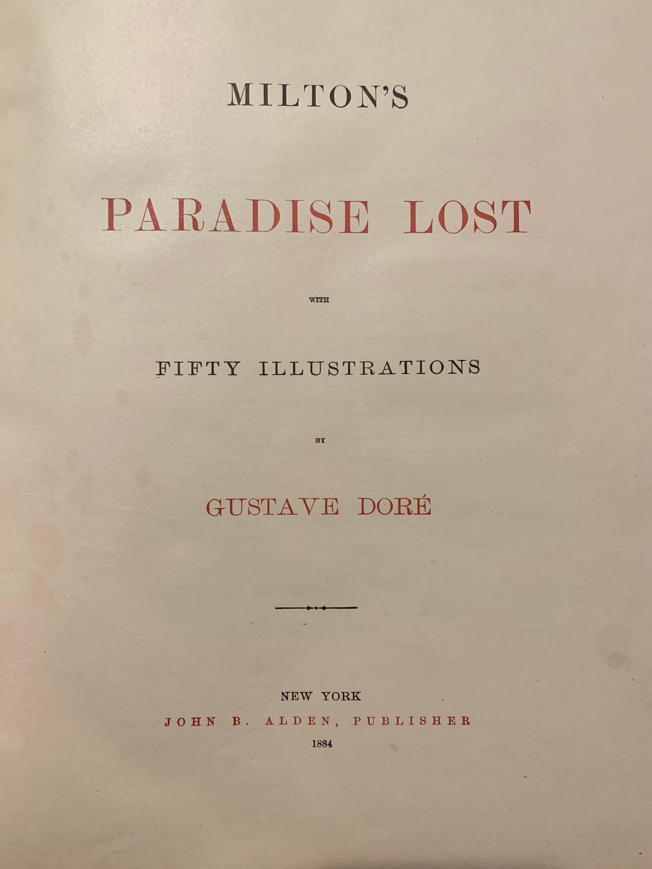 1884年 失楽園の本：ギュスターヴ・ドレの挿絵入り版画、ジョン