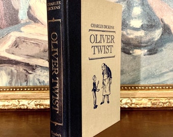 Oliver Twist by Charles Dickens - Vintage Cloth and Leather Bound Book (1987) - Illustrated Edition