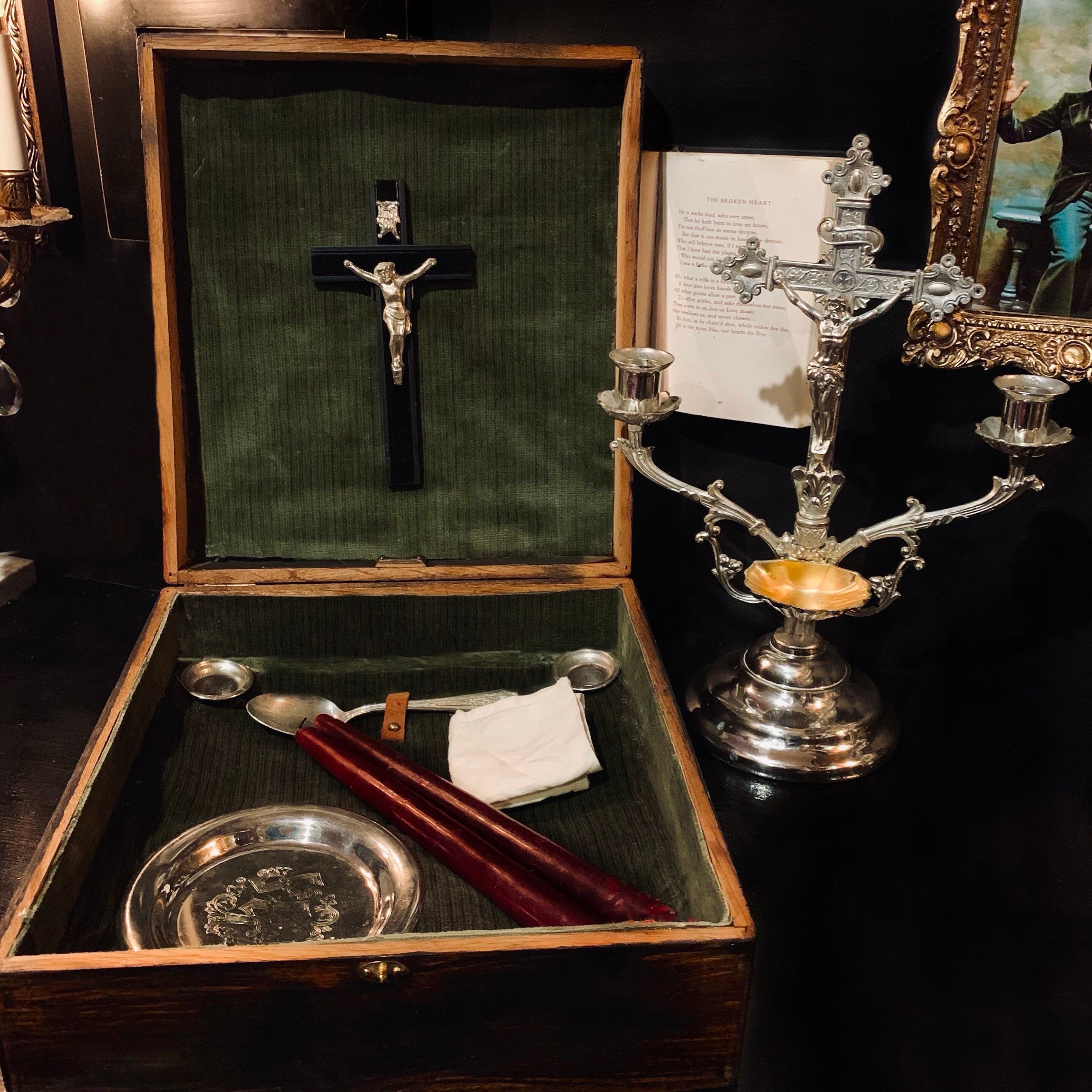 Antique Last Rites Kit ~ Circa 1897 ~ Catholic Priest Sick Call