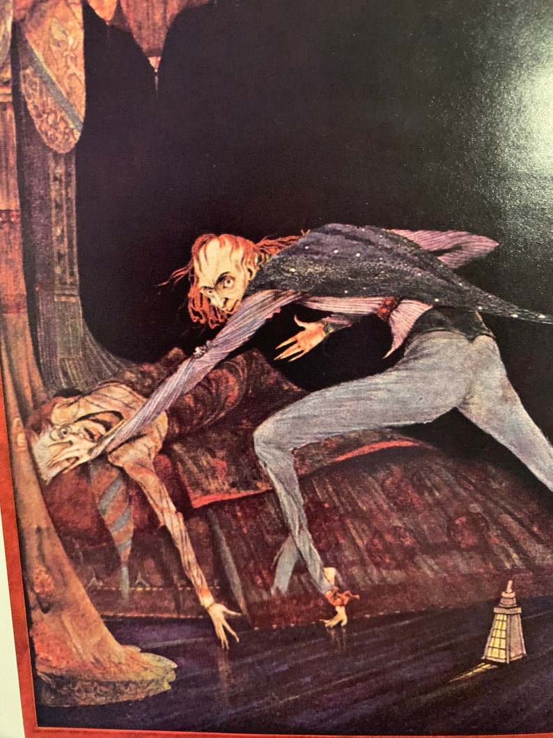Vintage illustrated scene from Edgar Allan Poe stories, collectible edition with gothic artwork.