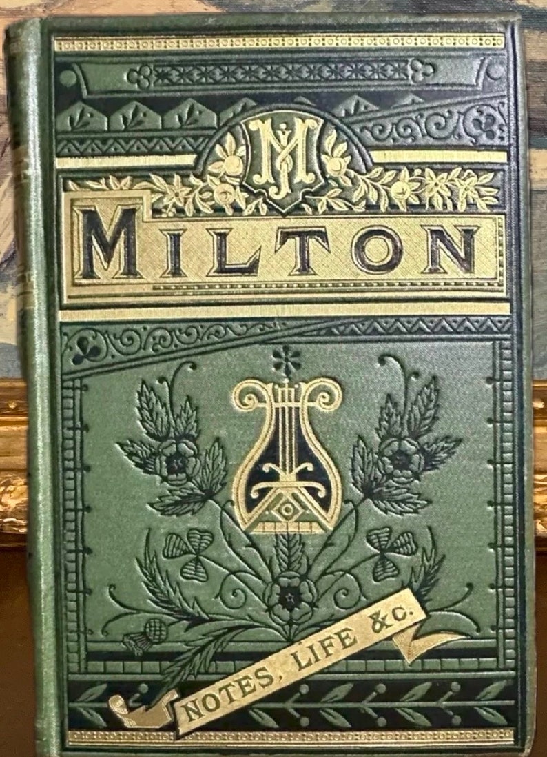 The Poetical Works of John Milton 1880 Paradise Lost Rare Victorian Antique Book with Illustrations image 10