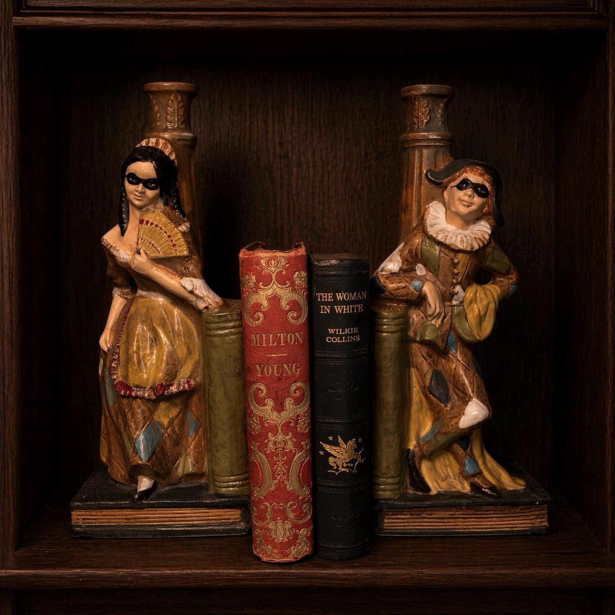 フランス　Vilac製　Wood Bookends　コレクター・アイテム Vintage Ceramic Decanter Bookends Pair – Hand Painted Venetian