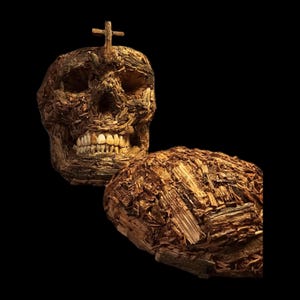 Handcrafted Driftwood Skull Sculpture - Gothic Memento Mori  Art for Oddities Home Decor