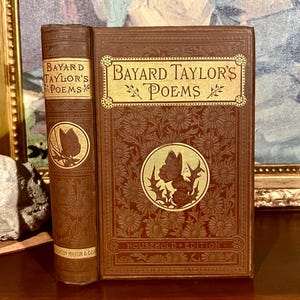 The Poetical Works of Bayard Taylor (1879) – Livre de poésie ancienne – Couverture rigide décorative
