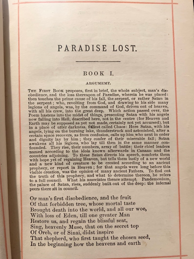 The Poetical Works of John Milton 1880 Paradise Lost Rare Victorian Antique Book with Illustrations image 5