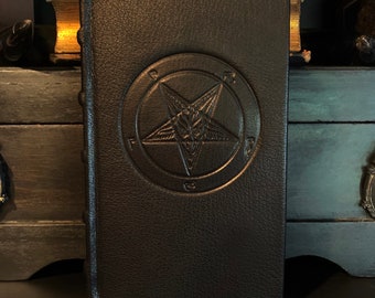 The Satanic Bible ~ Anton LaVey ~ Rare Goatskin Leather Bound Gothic Book ~ Satanism and Occult Literature.