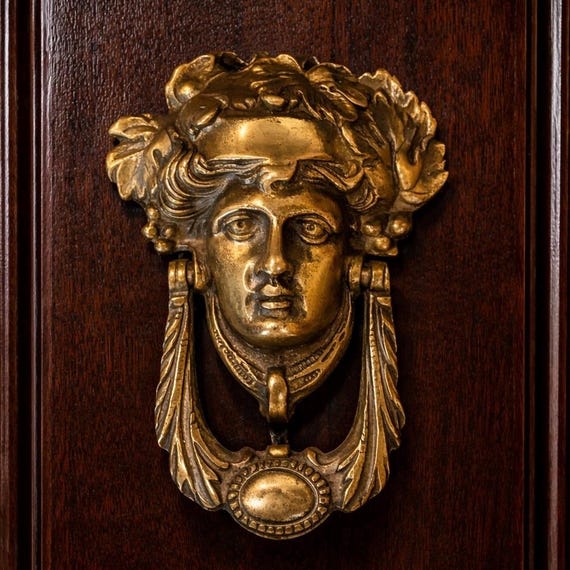 Victorian Antique Door Knocker Featuring Greek Goddess Athena