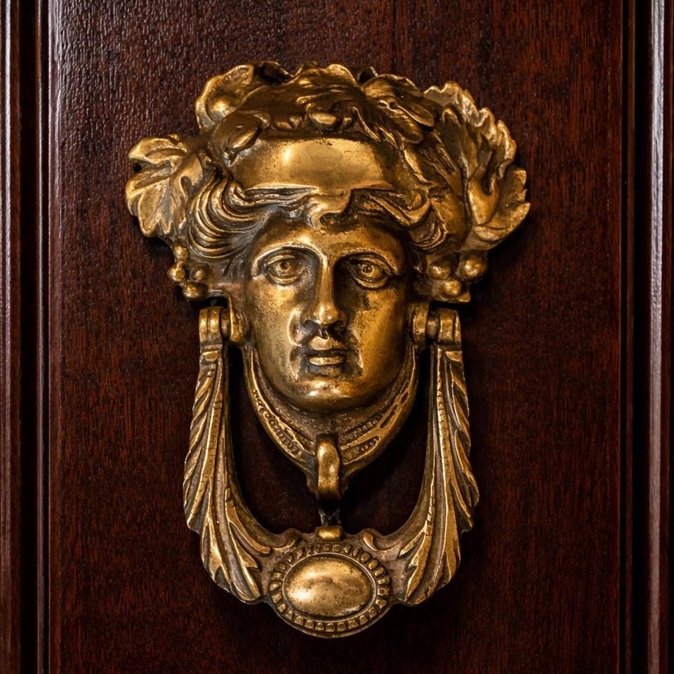 Victorian Antique Door Knocker Featuring Greek Goddess Athena