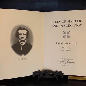 Tales of Mystery and Imagination by Edgar Allan Poe, vintage illustrated edition title page with portrait.