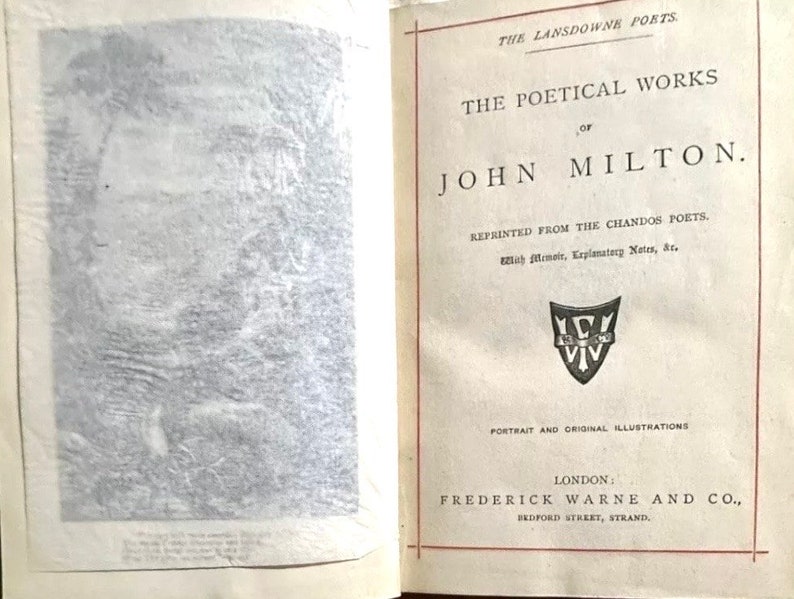 The Poetical Works of John Milton 1880 Paradise Lost Rare Victorian Antique Book with Illustrations image 3