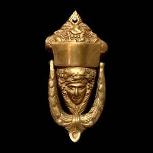 Antique Brass Door Knocker – Greek Goddess Design - Entryway Decor