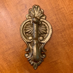 Victorian Antique Brass Door Knocker with Scrollwork Design | Vintage Entryway Decor