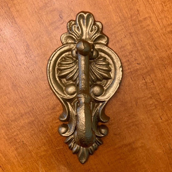 Victorian Antique Brass Door Knocker with Scrollwork Design | Vintage Entryway Decor