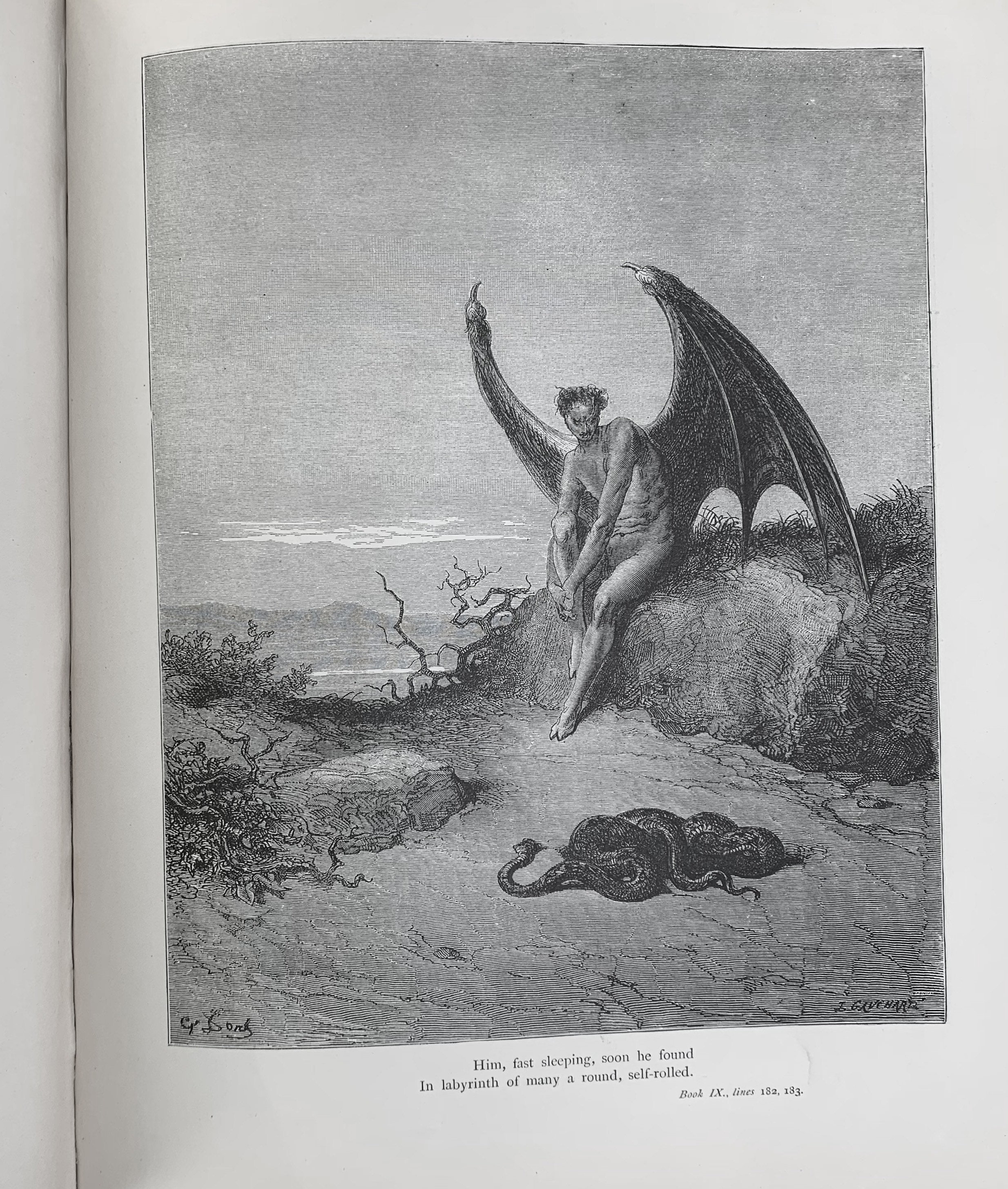 1899年頃 ギュスターブ・ドレの傑作大型挿画本 叙事詩「失楽園」120年前 1899年頃 ギュスターブ・ドレの傑作大型挿画本 叙事詩「失楽園」120年前 失