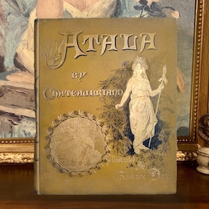 Antique &#39;Atala&#39; Book: 1886 Gustave Dore Engravings, French Literature