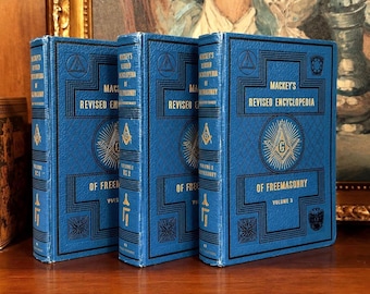 Mackey’s Revised Encyclopedia of Freemasonry (1953) – Illustrated, Leather Bound Books – Complete 3 Volume Set