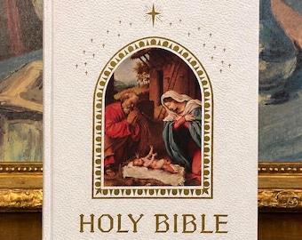 Vintage Catholic Holy Bible (1971) Catholic Life Deluxe Edition, White Leather, Gold Gilt
