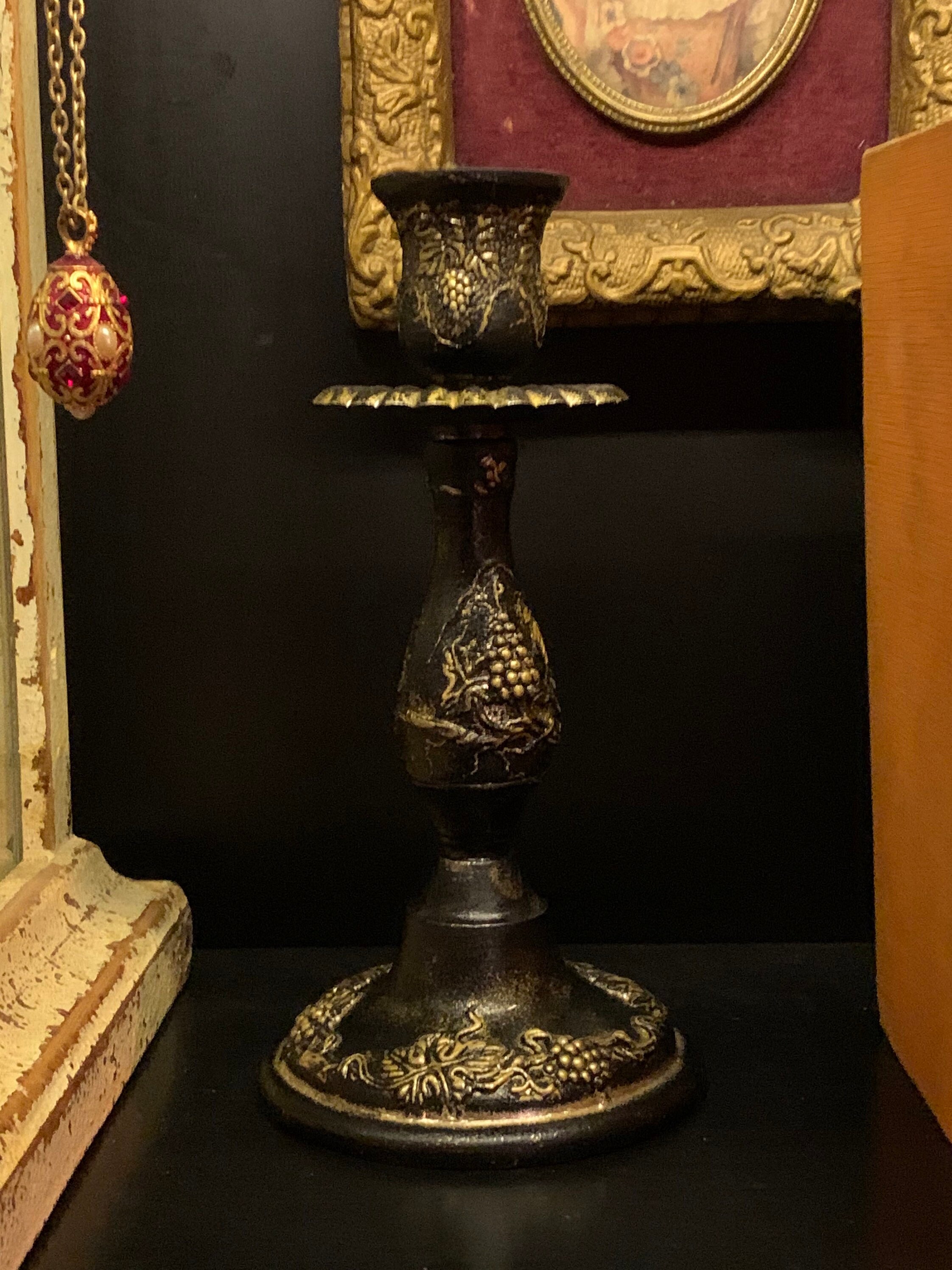 Elegant Candle Holder Classic Matte Black and Gold Glaze Etsy