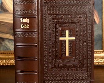 Vintage Holy Bible (1953) - Catholic Family Edition - Illustrated, Leather Bound Book