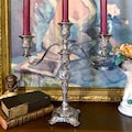 Ornate Antique Candelabra - (1915) Three Arm Silver Candlestick Holder for Elegant Home Decor